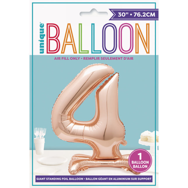 Folienballon Figur 4 Rose Gold Standard 76cm