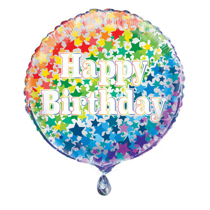 Helium Ballon Happy Birthday Sterne Regenbogen 45cm leer