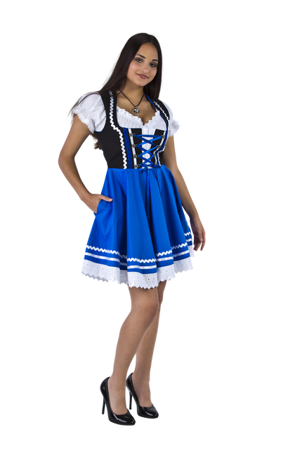 Oktoberfest Dirndl Kleid Oktoberfest Blau Weiß Damen 2 Stück