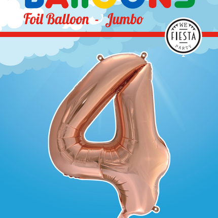 Folienballon Figur 4 Rose Gold XL 86cm leer