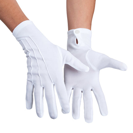 Weiße Handschuhe Druckknopf