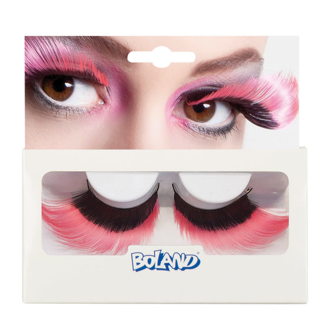 Falsche Wimpern Flamboyant Neon Pink/Schwarz 2Stk.