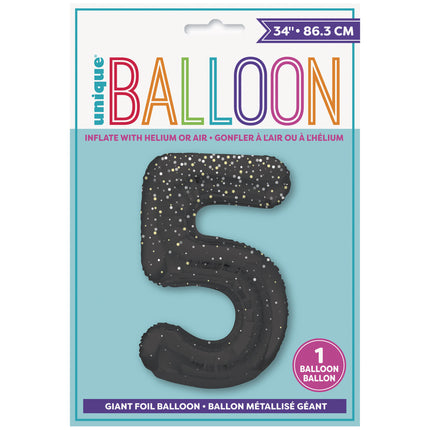 5 Jahre Figur Ballon Black Dots 86cm