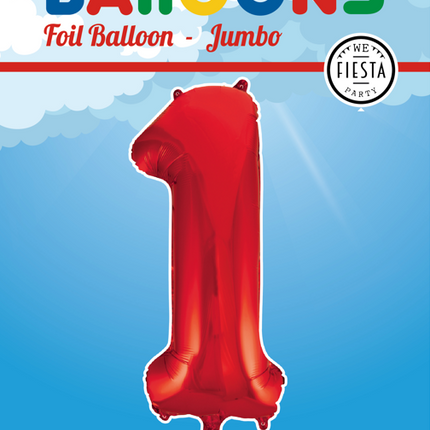 Folienballon Figur 1 Rot XL 86cm leer