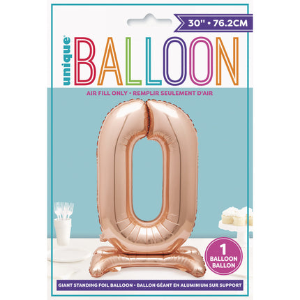 Folienballon Figur 0 Rose Gold Standard 76cm