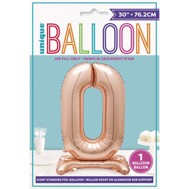 Folienballon Figur 0 Rose Gold Standard 76cm