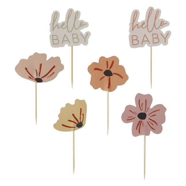 Baby Shower Cupcake Toppers Hallo Baby 12 Stk.