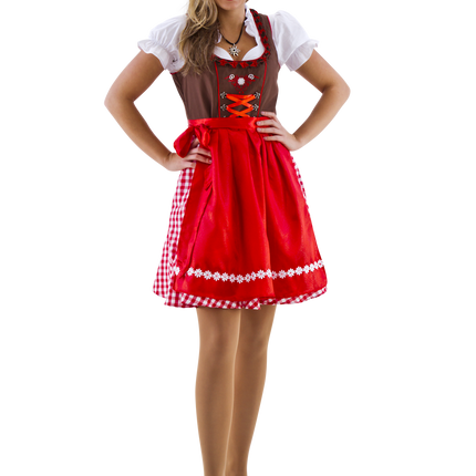 Dirndl braun-rot/weiß kariert