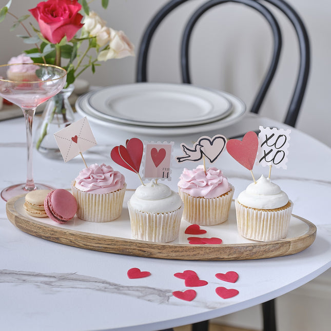 Rote Cupcake Toppers Liebe 12 Stk.