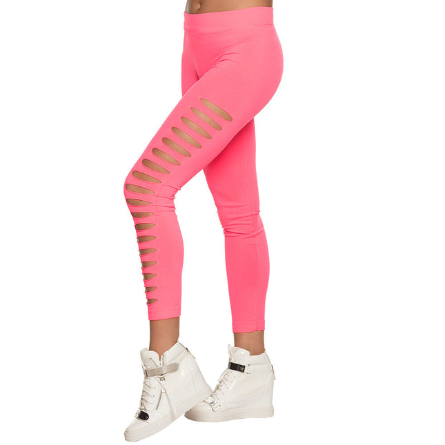 Rosa Leggings mit Löchern