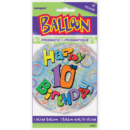 Heliumballon 10 Jahre Glitter 45cm leer