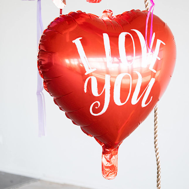 Heliumballon Herz I Love You Rot Leer 45cm