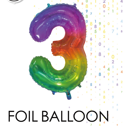 Folienballon Figur 3 Regenbogen Transparent 66cm