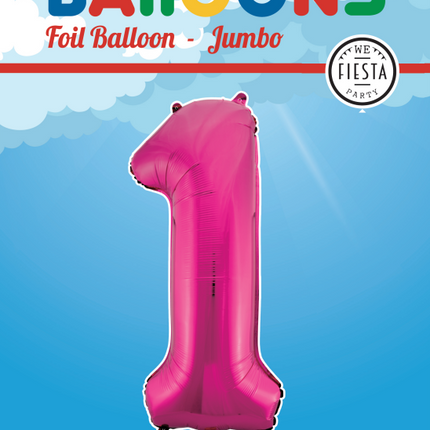 Folienballon Figur 1 Fuchsia XL 86cm leer