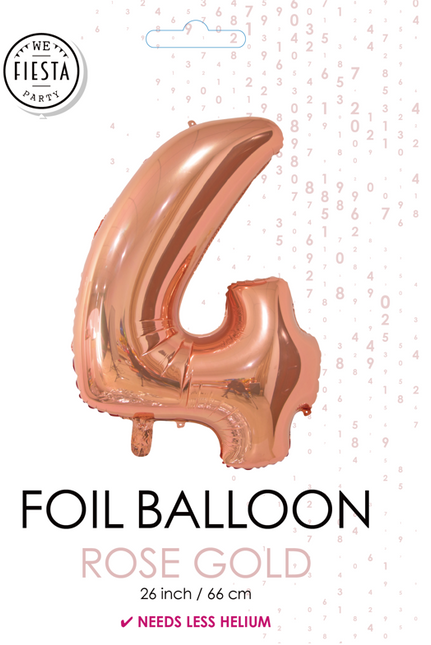 Folienballon Figur 4 Rose Gold 66cm