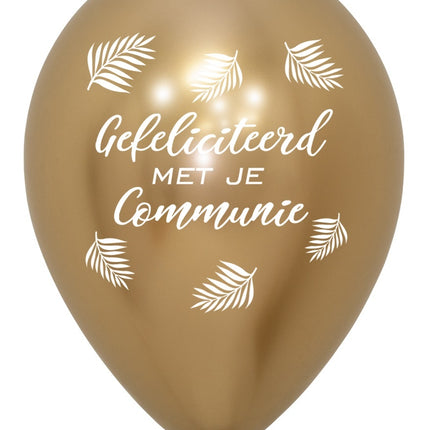 Ballons Glückwunsch zur Kommunion Palmen Reflex Gold 30cm 25Stk