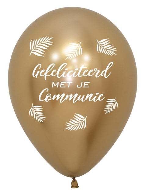 Ballons Glückwunsch zur Kommunion Palmen Reflex Gold 30cm 25Stk