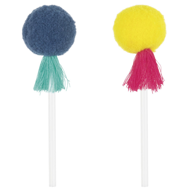 Bunte Cupcake Topper Pom Pom & Quasten 8 Stk.