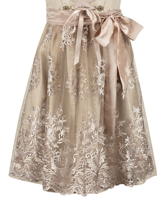 Rosa Weiß Creme Dirndl Kleid Oktoberfest Frauen Jaquard