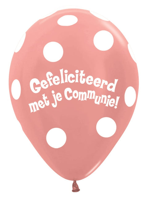 Ballons Kommunion Polka Dots Metallic Rose Gold 30cm 50Stück