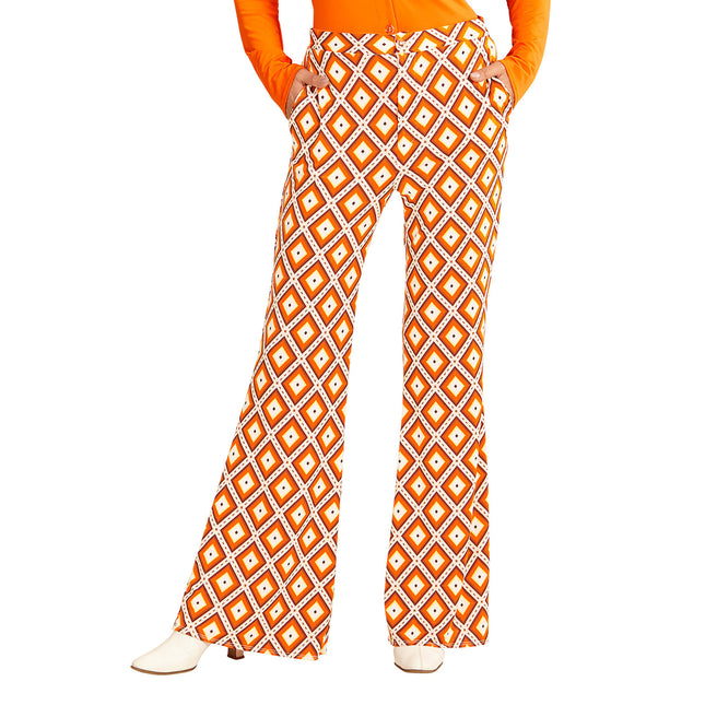 Disco 70S Hose Orange Damen Kariert