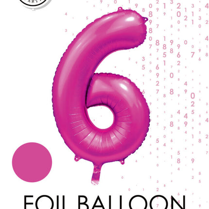 Fuchsia Nummer Ballon 6 Jahre Glanz 86cm