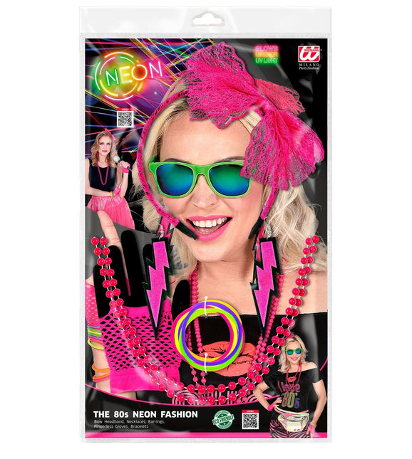 Neon 80S Accessoire Set Rosa 5 Stück