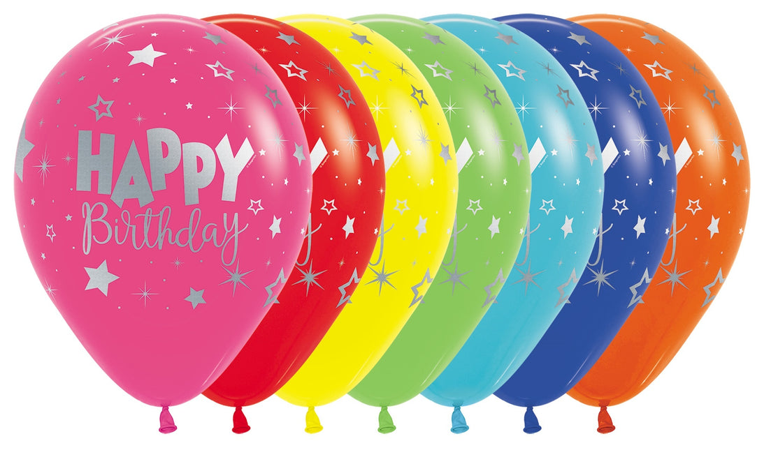 Ballons Happy Birthday Fantasy Metallic Tinte Silber 30cm 25Stk