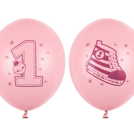 Ballons 1 Jahr Rosa 30cm 6Stk