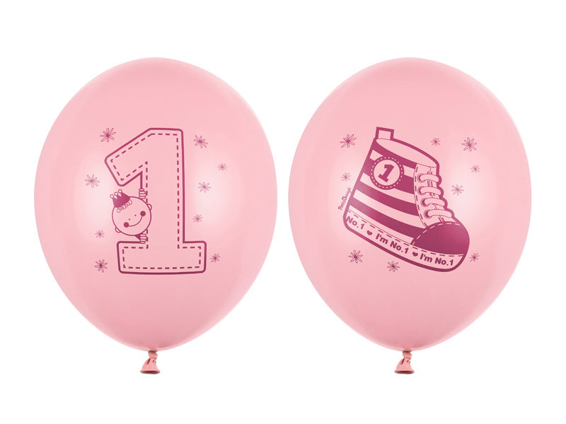 Ballons 1 Jahr Rosa 30cm 6Stk