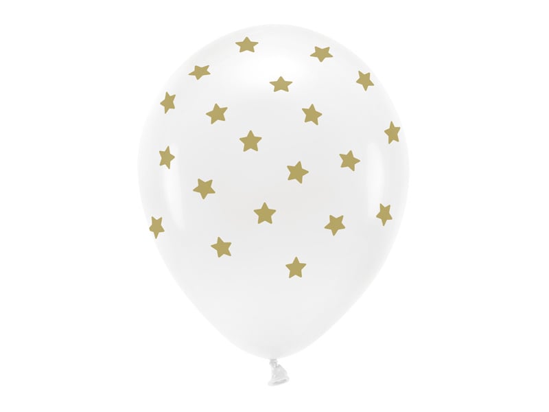 Weiße Luftballons Gold Sterne 33cm 6 Stk.