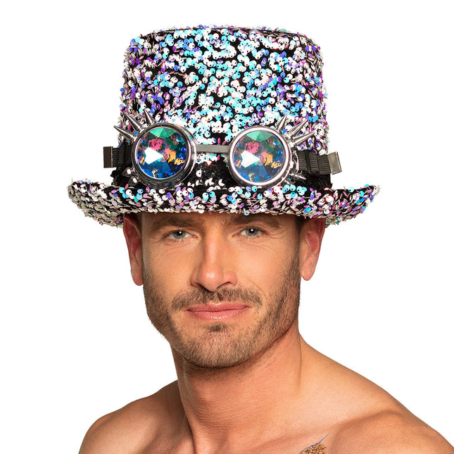 Hut Glitter mit Brille