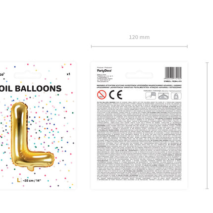 Folienballon Buchstabe L Gold Leer 35cm