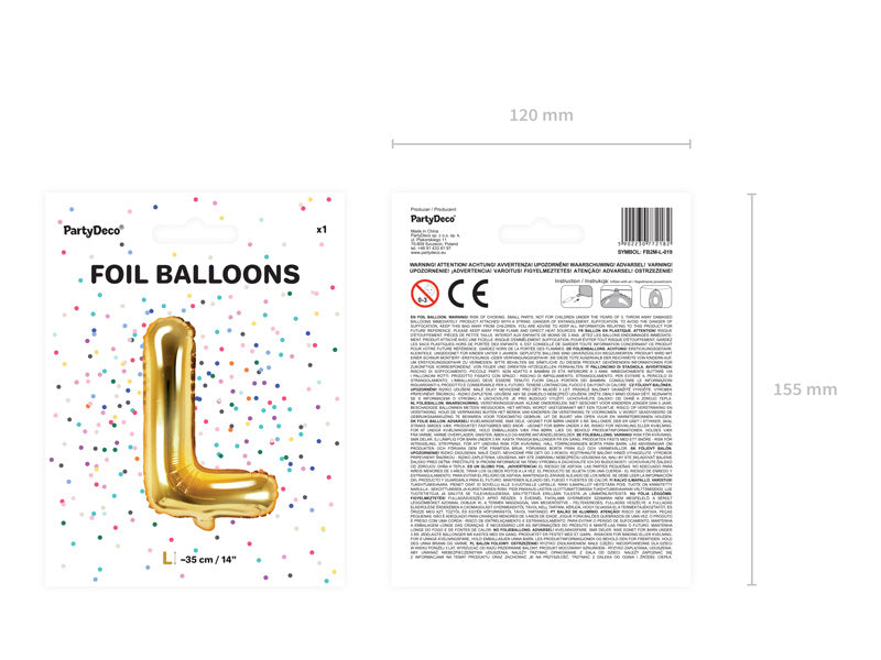 Folienballon Buchstabe L Gold Leer 35cm