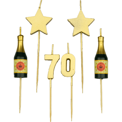 Kerzen 70 Jahre Champagner 17,5cm