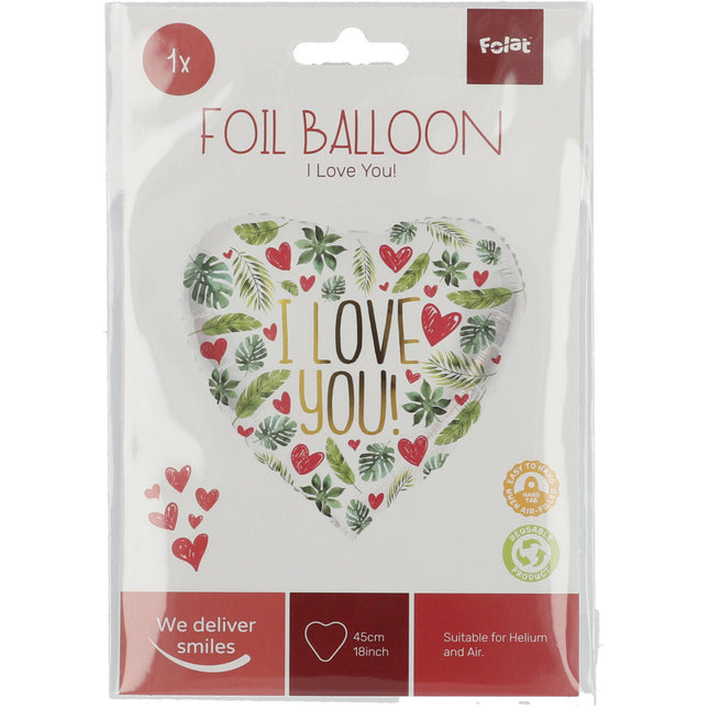 Heliumballon Herz I Love You Leer 45cm