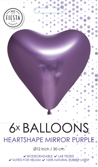 Herz Ballons Lila 30cm 6Stück