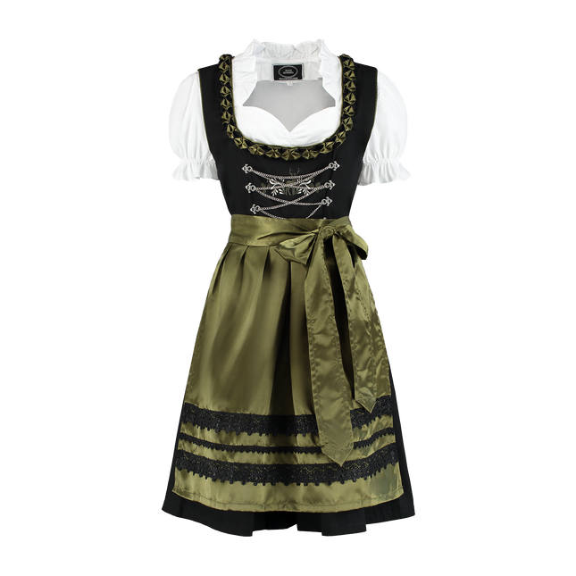 Dirndl schwarz olivgrün, Hirsche