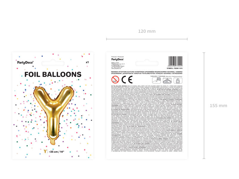 Folienballon Buchstabe Y Gold Leer 35cm