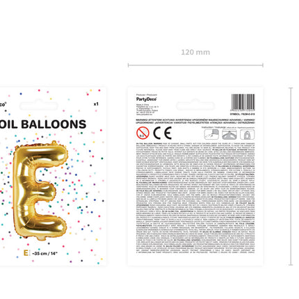 Folienballon Buchstabe E Gold Leer 35cm