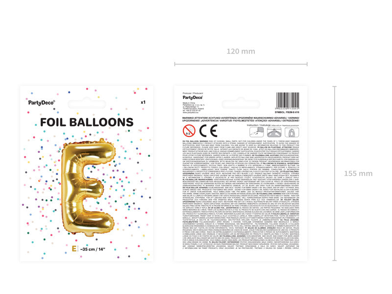 Folienballon Buchstabe E Gold Leer 35cm