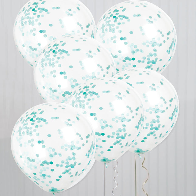 Konfetti Ballons Türkis 40cm 6Stk