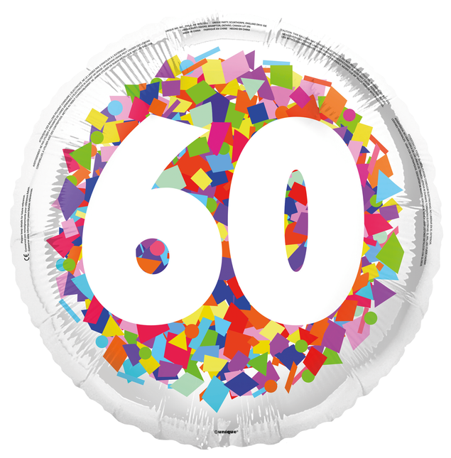 60 Jahre Helium Ballon Konfetti Leer 45cm