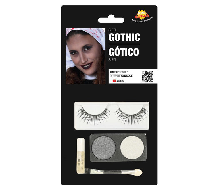 Make-up Set Goth Silber Weiß 4 Stück