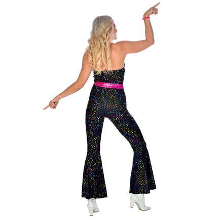 Disco 70S Jumpsuit Schwarz Damen