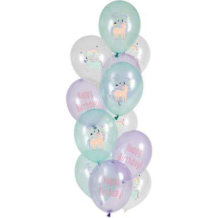 Regenbogen Einhorn Luftballons 33cm 12Stück