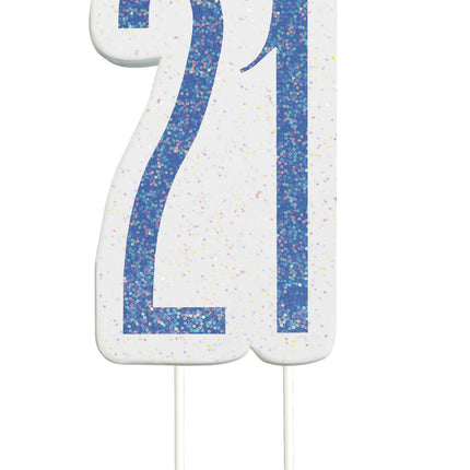 Kerze 21 Jahre Glitter Blau 8,5cm