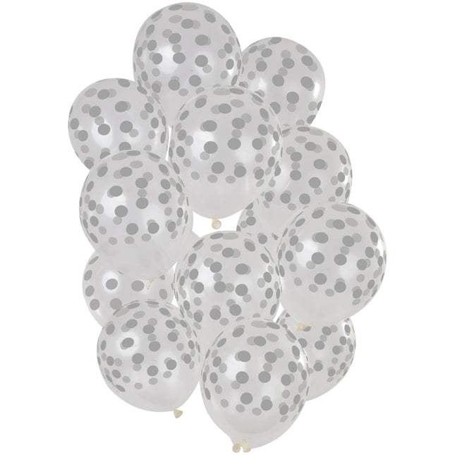 Ballons Dots Silber 30cm 15Stk