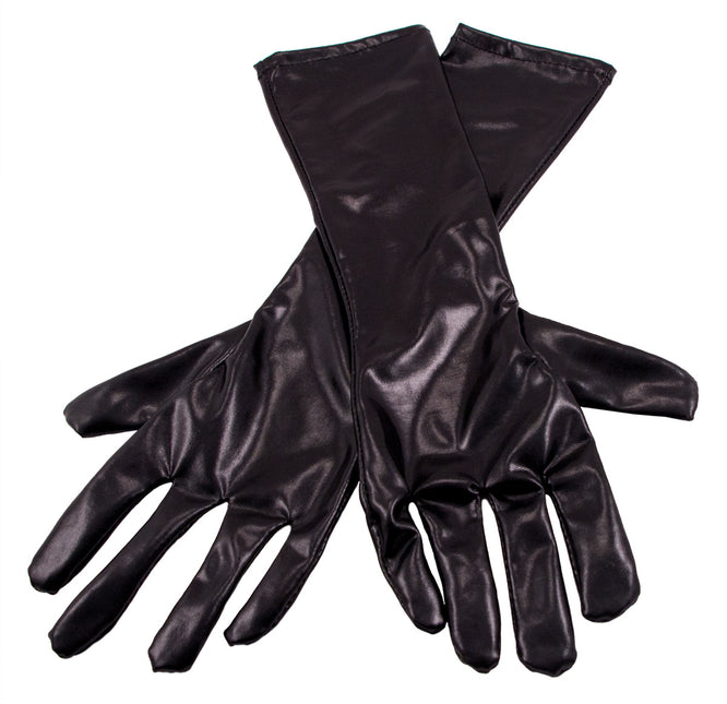 Halloween Handschuhe Metallic Schwarz