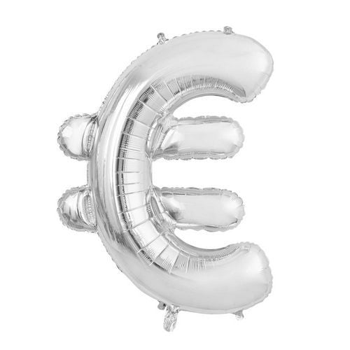 Folienballon Eurozeichen Silber XL 102cm Leer